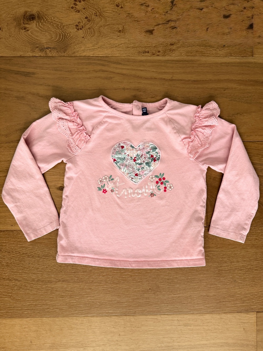 Sergent Major Girls Top Pink Liberty Floral Heart Amour Ruffle Sz 6 French Lace
